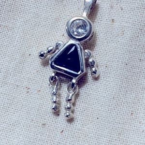 Sterling Silver Sapphire/crystal Girl Charm